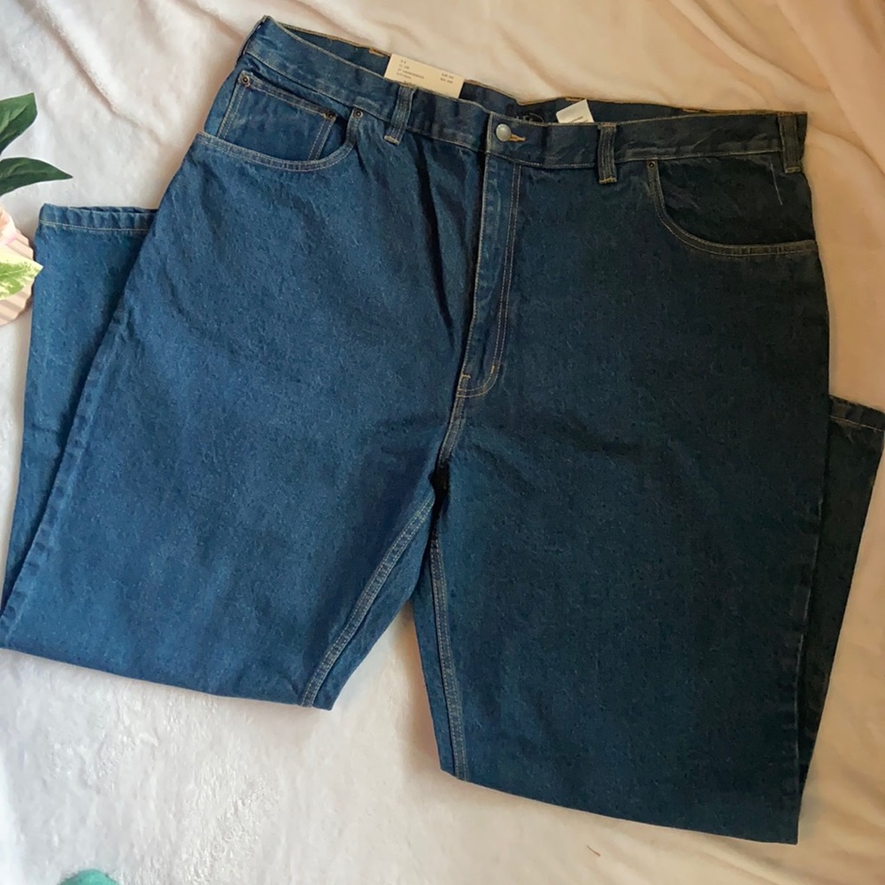 NWT Harbor Bay Size 46/30 Relaxed Fit Blue Jeans Slightly Tapered Leg $55